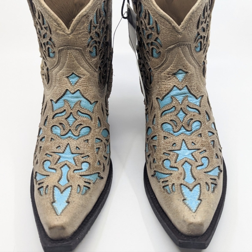 Black Star Western Boots Womens Terlingua 7 B Bone Turquoise WBSN008